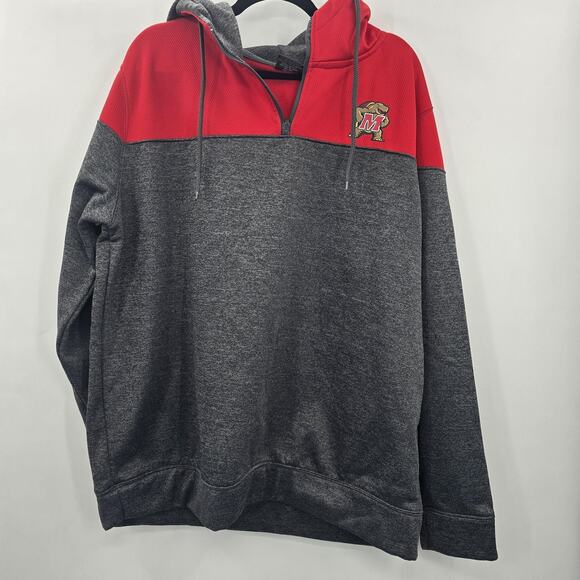 Maryland Terrapins Hoodie Mens XXL Red Gray College Football Colosseum Pullover - Picture 2 of 6